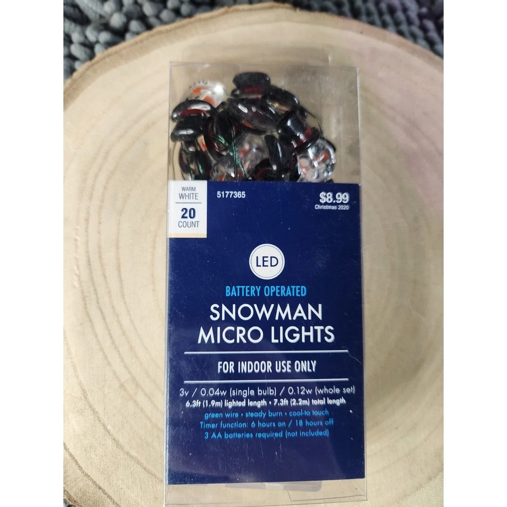 2019 CHRISTMAS/HOLIDAY/SEASONAL Snowman‎ MINI STRING Lights LED~NEW